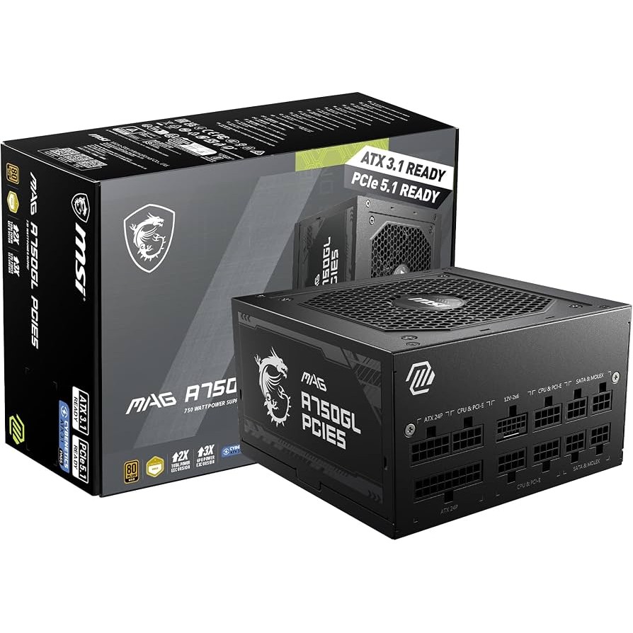 FUENTE 750W MSI 80 PLUS GOLD MAG A750GL PCIE5