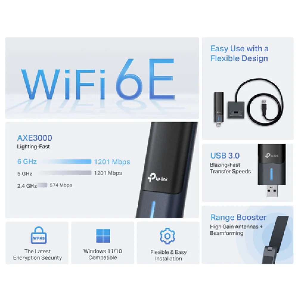 PLACA RED USB TP-LINK ARCHER TXE50UH AXE3000 HG - Imagen 4