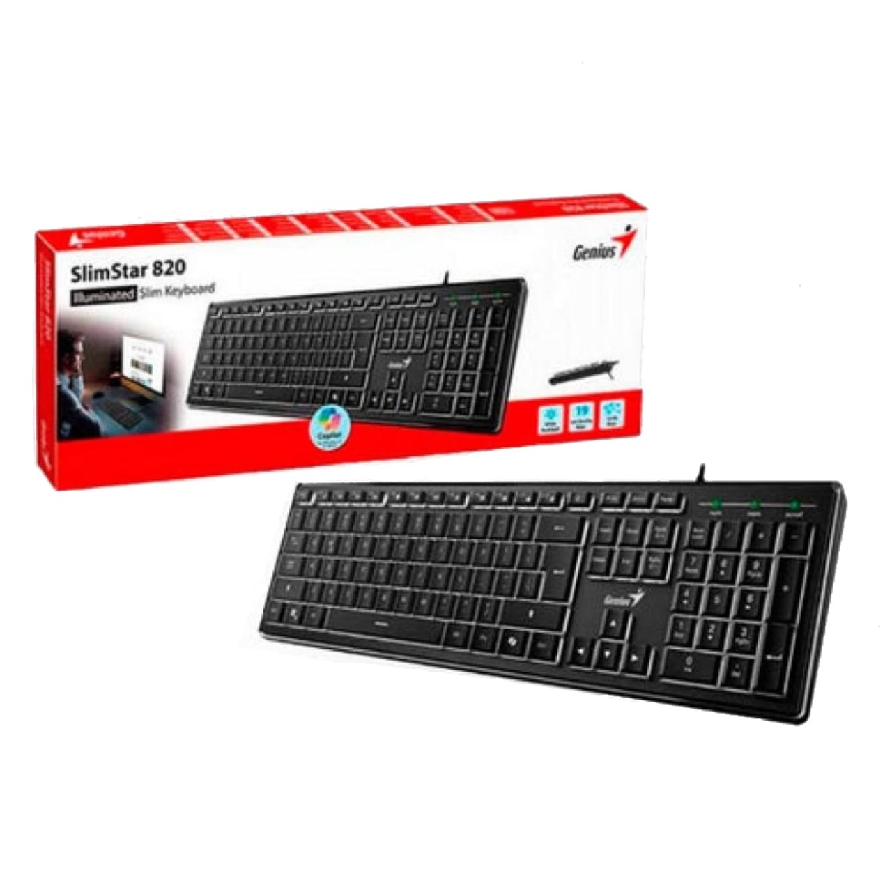 TECLADO GENIUS SLIMSTAR 820 USB BLACK RETROILUMINA