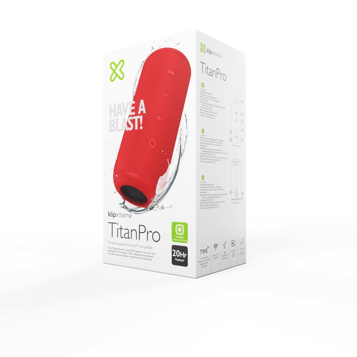 PARLANTE KLIPXTREME TITAN ALTAVOZ PORTATIL ROJO