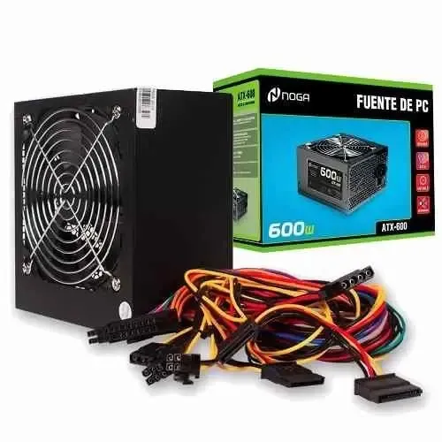 FUENTE 600W NOGANET 20+4 SATA BOX BLACK FAN 12CM - https://matrixcomputacion.com
